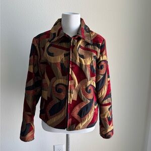 Rare Vintage Painted Pony Abstract Pattern Zip Up Jacket Size M